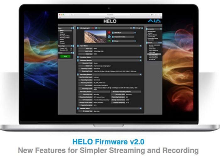 AJA rende disponibile il nuovo firmware v2.0 per HELO.