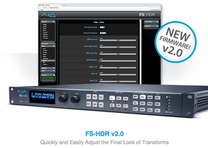 AJA rilascia il nuovo firmware 2.0 per FS-HDR