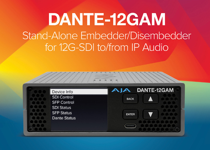 AJA presenta DANTE-12GAM 12G-SDI Audio  Mini-convertitore embedder/disembedder in vista del NAB 2025