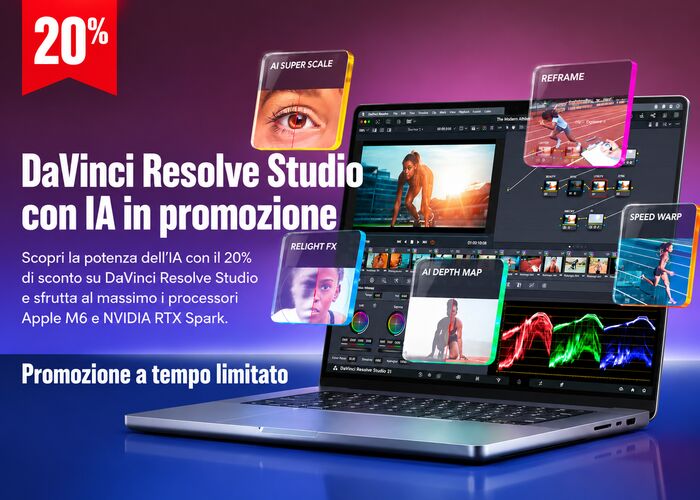 DaVinci Resolve Studio con IA in promozione!